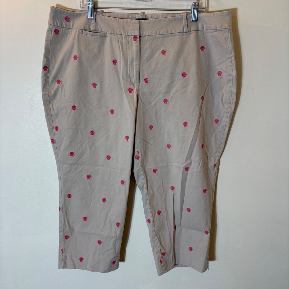 Talbots Signature Clam‎ Shell Khaki Capri Pants Size 18WP Curvy
